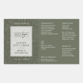 Modern Sage Green Boho Logo 4OZ Cosmetic Bottle 長方形シール (正面)