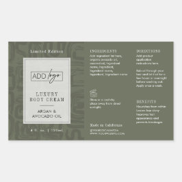 Modern Sage Green Boho Logo 4OZ Cosmetic Bottle 長方形シール