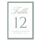 Modern Sage Green Border Wedding テーブルナンバー (裏面)