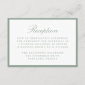 Modern Sage Green Border Wedding Reception エンクロージャーカード (正面)