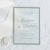 Modern Sage Green Border Wedding Save the Date アクリル招待状