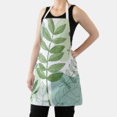 Modern Sage Green Botanical Leaf Pattern エプロン (インサイチュ)