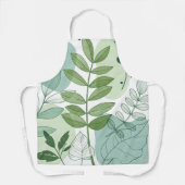 Modern Sage Green Botanical Leaf Pattern エプロン (正面)