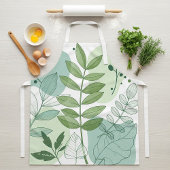 Modern Sage Green Botanical Leaf Pattern エプロン