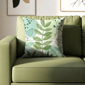 Modern Sage Green Botanical Leaf Pattern クッション