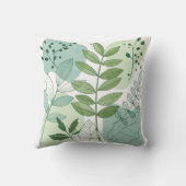 Modern Sage Green Botanical Leaf Pattern クッション (裏面)
