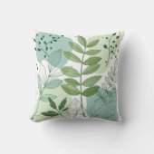Modern Sage Green Botanical Leaf Pattern クッション (正面)