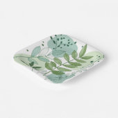 Modern Sage Green Botanical Leaf Pattern ペーパープレート (傾斜あり)