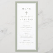 Modern Sage Green Cross Boy Baptism メニュー (正面)