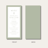 Modern Sage Green Cross Boy Baptism メニュー