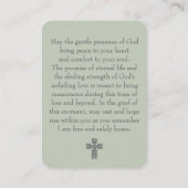 Modern Sage Green Cross Funeral Prayer Card 名刺 (裏面)