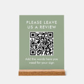 Modern Sage Green Custom Leave a Review QR Code アクリルサイン (正面)