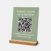 Modern Sage Green Custom Leave a Review QR Code アクリルサイン (傾斜)