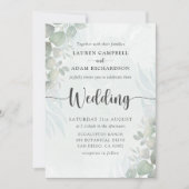 Modern Sage Green Eucalyptus Wedding Invitation 招待状 (正面)