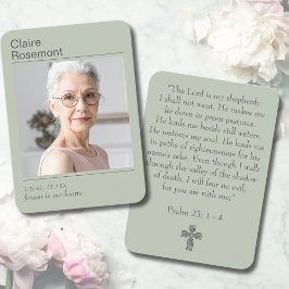Modern Sage Green Funeral Psalm 23 Prayer Card 名刺