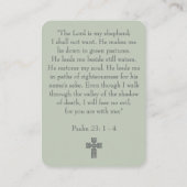 Modern Sage Green Funeral Psalm 23 Prayer Card 名刺 (裏面)