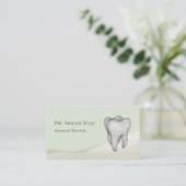 Modern Sage Green & Gold 3D Tooth Icon Dentist 名刺 (スタンド正面)