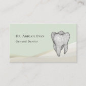 Modern Sage Green & Gold 3D Tooth Icon Dentist 名刺 (正面)