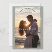 Modern Sage Green Gold Botanical Save the Date (正面)