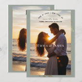 Modern Sage Green Gold Botanical Save the Date (正面/裏面)