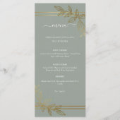Modern Sage Green Gold Botanical Wedding メニュー (正面)