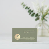 Modern Sage Green Gold Feather Logo Notary Service 名刺 (スタンド正面)