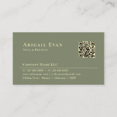 Modern Sage Green Gold Feather Logo Notary Service 名刺 (裏面)