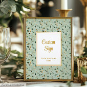 Modern Sage Green Gold Foliage Wedding Custom Sign ポスター