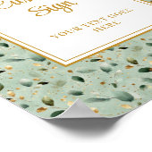 Modern Sage Green Gold Foliage Wedding Custom Sign ポスター (角)