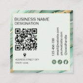 Modern Sage Green Gold monogram Qr Code スクエア名刺 (裏面)
