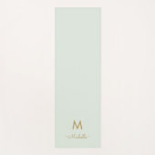 Modern Sage Green Gold Script Monogram ヨガマット (正面)