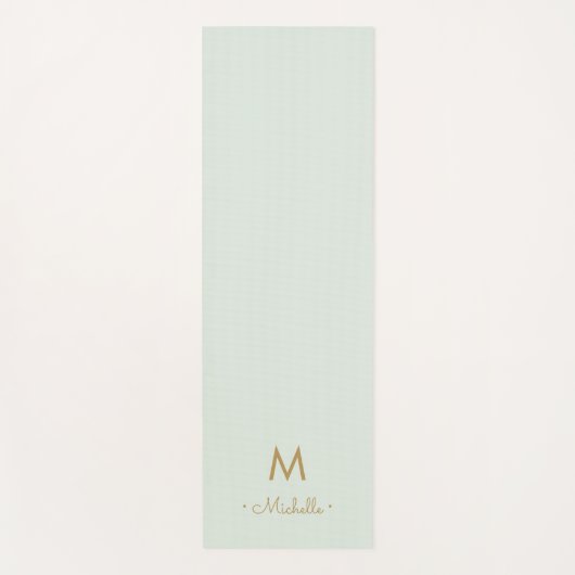 Modern Sage Green Gold Script Monogram ヨガマット (正面)