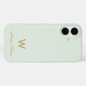 Modern Sage Green Gold Script Monogram Case-Mate iPhoneケース (裏面 (横))