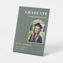 Modern Sage Green Graduation Photo Tabletop 台座サイン