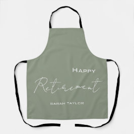 Modern Sage Green Happy Retirement Personalized  エプロン