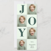 Modern Sage Green JOY Vertical Photo Christmas  (正面)