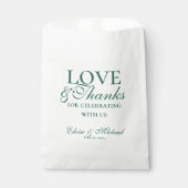 Modern Sage Green Love and Thanks Wedding  フェイバーバッグ (正面)