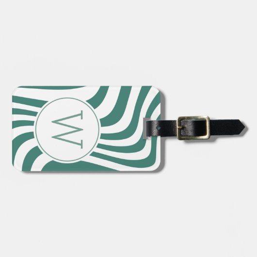 Modern Sage Green Metallic Monogram Initial  ラゲッジタグ (正面横)