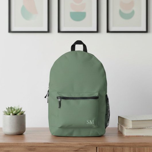 Modern Sage Green Minimalist Backpack - Classy  プリントバックパック