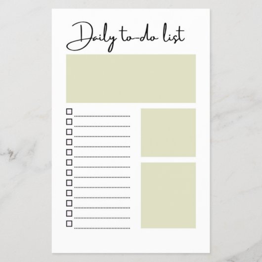 Modern Sage Green Minimalist Daily To-Do List チラシ (正面)