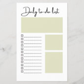 Modern Sage Green Minimalist Daily To-Do List チラシ (裏面)