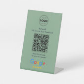 Modern Sage Green Minimalist QR Code Review 台座サイン (正面)