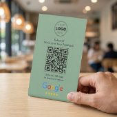 Modern Sage Green Minimalist QR Code Review 台座サイン