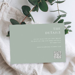 Modern Sage Green Minimalist Wedding エンクロージャーカード