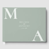Modern Sage Green Minimalist Wedding ゲストブック (正面)