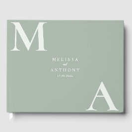 Modern Sage Green Minimalist Wedding ゲストブック