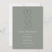 Modern Sage Green Minimalist Wedding セーブザデート (正面)