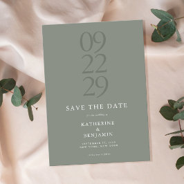 Modern Sage Green Minimalist Wedding セーブザデート