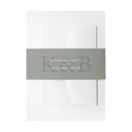 Modern Sage Green Monogram Minimalist Wedding 招待状ベリーバンド