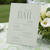 Modern Sage Green Open Bar Menu Wedding 台座サイン